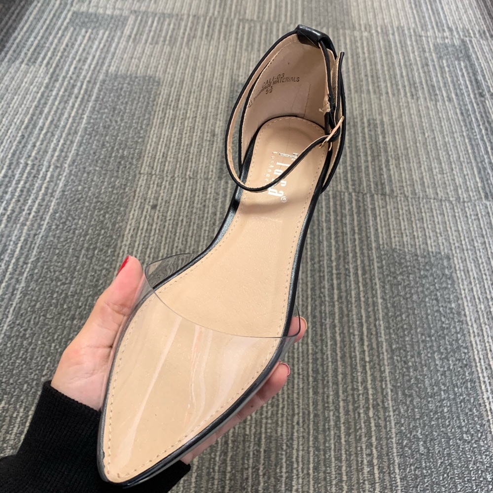 Black clear pointed toe sandal